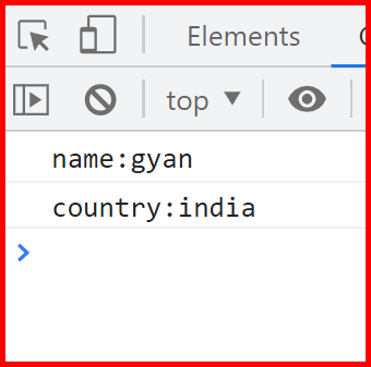 Picture showing the output of object destructuring in javascript